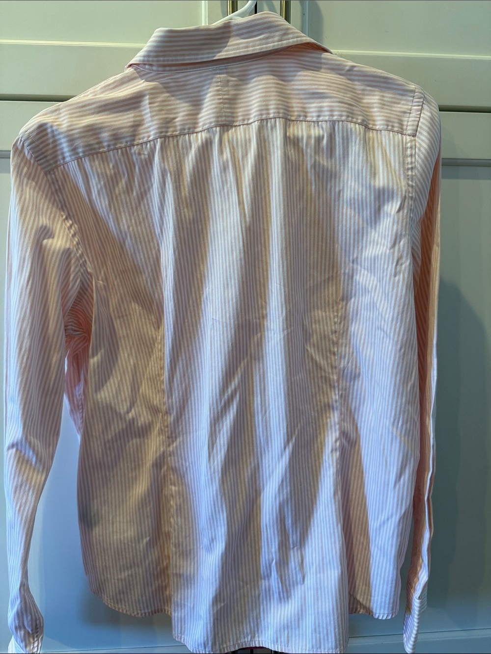 Ralph Lauren Pink and White Striped Ruffle-Front Blouse cotton XL - Picture 4 of 5